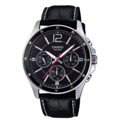Casio General MTP-1374L-1AV Black Leather Band Men Watch 